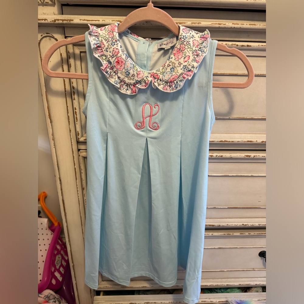 “A” Monogrammed Dress, The Gray Kate, Size: 6, New